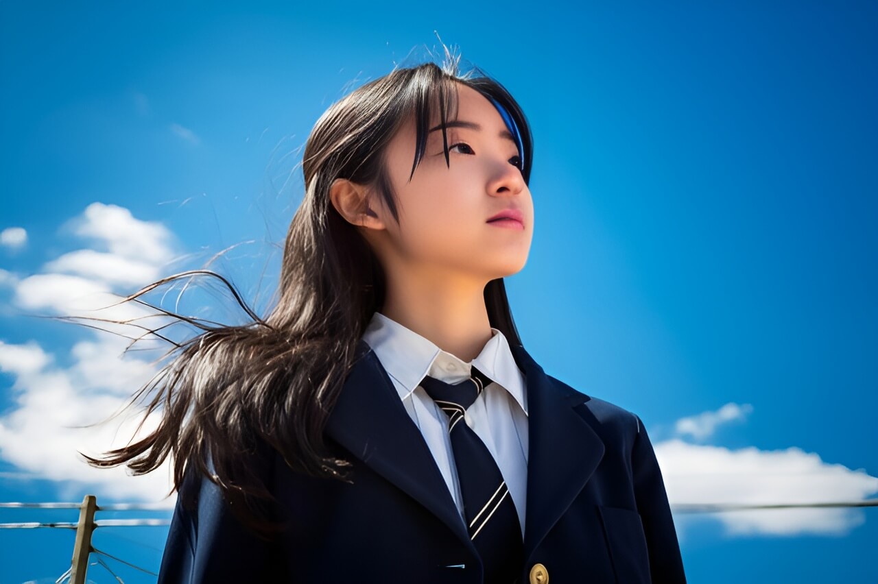女子高生と青空