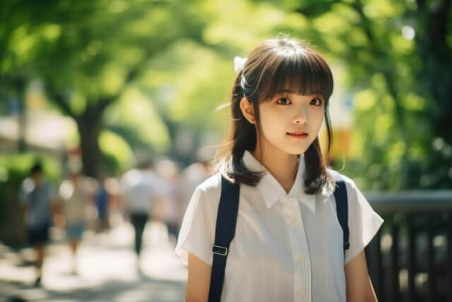 制服姿の高校生